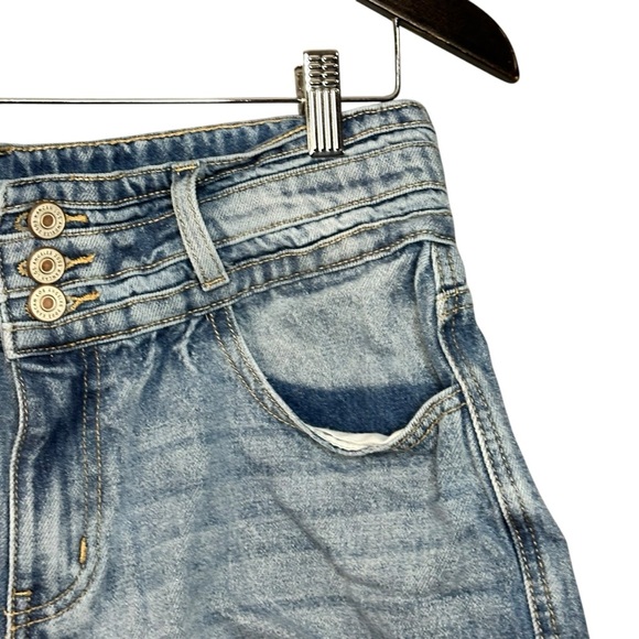 Kancan Women's Blue Jeans Raw Hem Distressed Shorts Size 29 - Picture 4 of 13